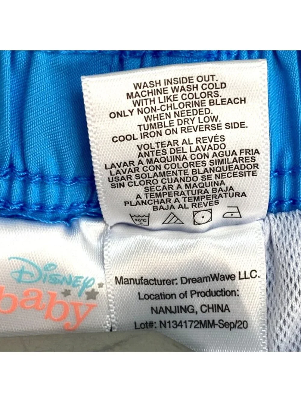 Disney Baby Boy's Blue Mickey Mouse Colorblock Beach Swim Trunks Size 6-9 Months